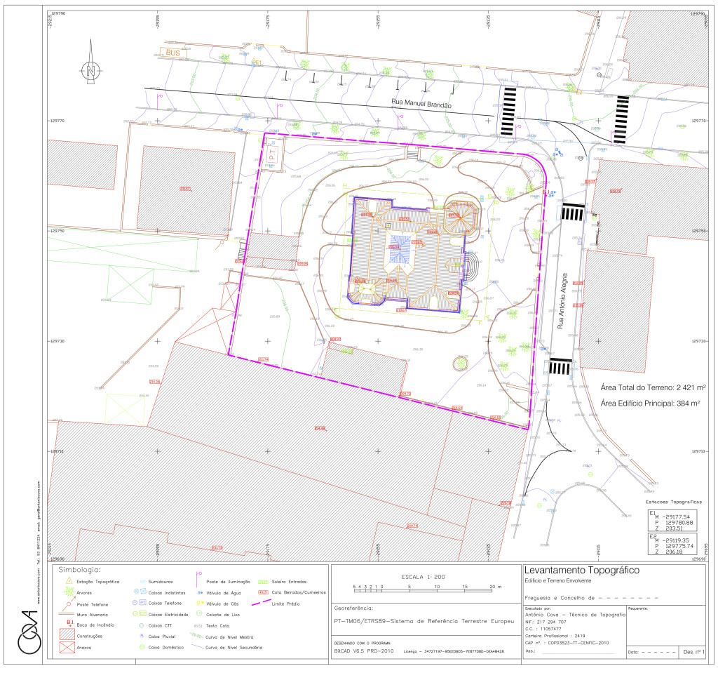 LEVANTAMENTO TOPOGRÁFICO E ARQUITET+NICO EDIFICIO OLIVEIRA DE AZEMEIS lev